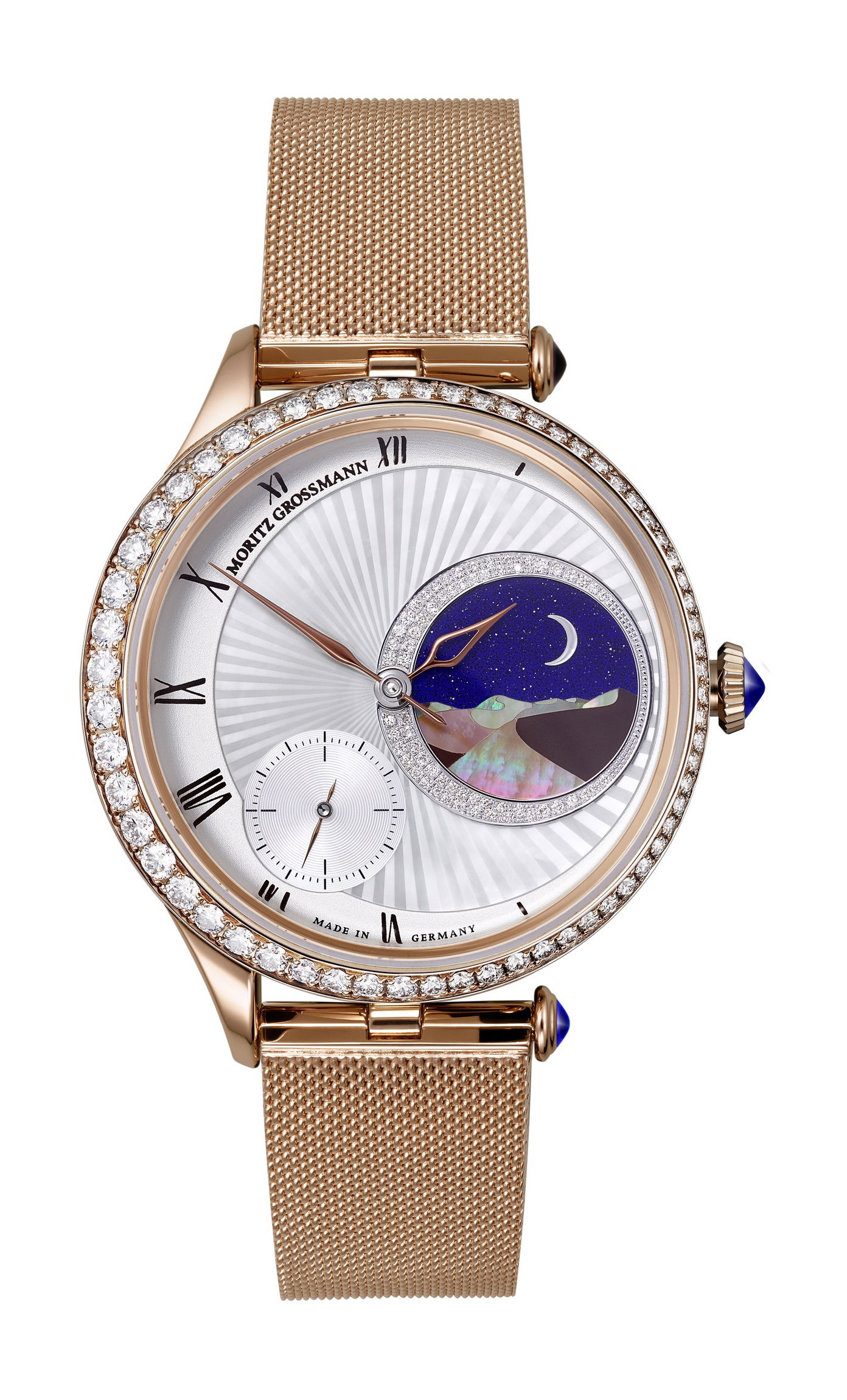Moritz Grossmann Tefnut Arabian Nights Milanaise luxury timepiece - detailed view