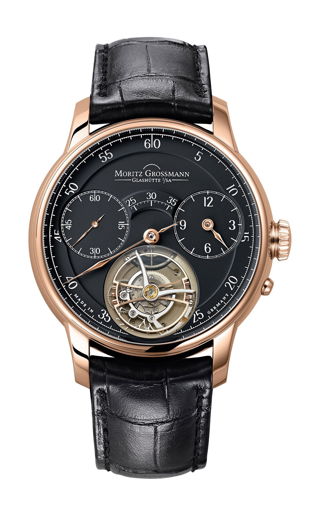 Moritz Grossmann Tourbillon Rose Gold Limited Edition luxury timepiece - detailed view