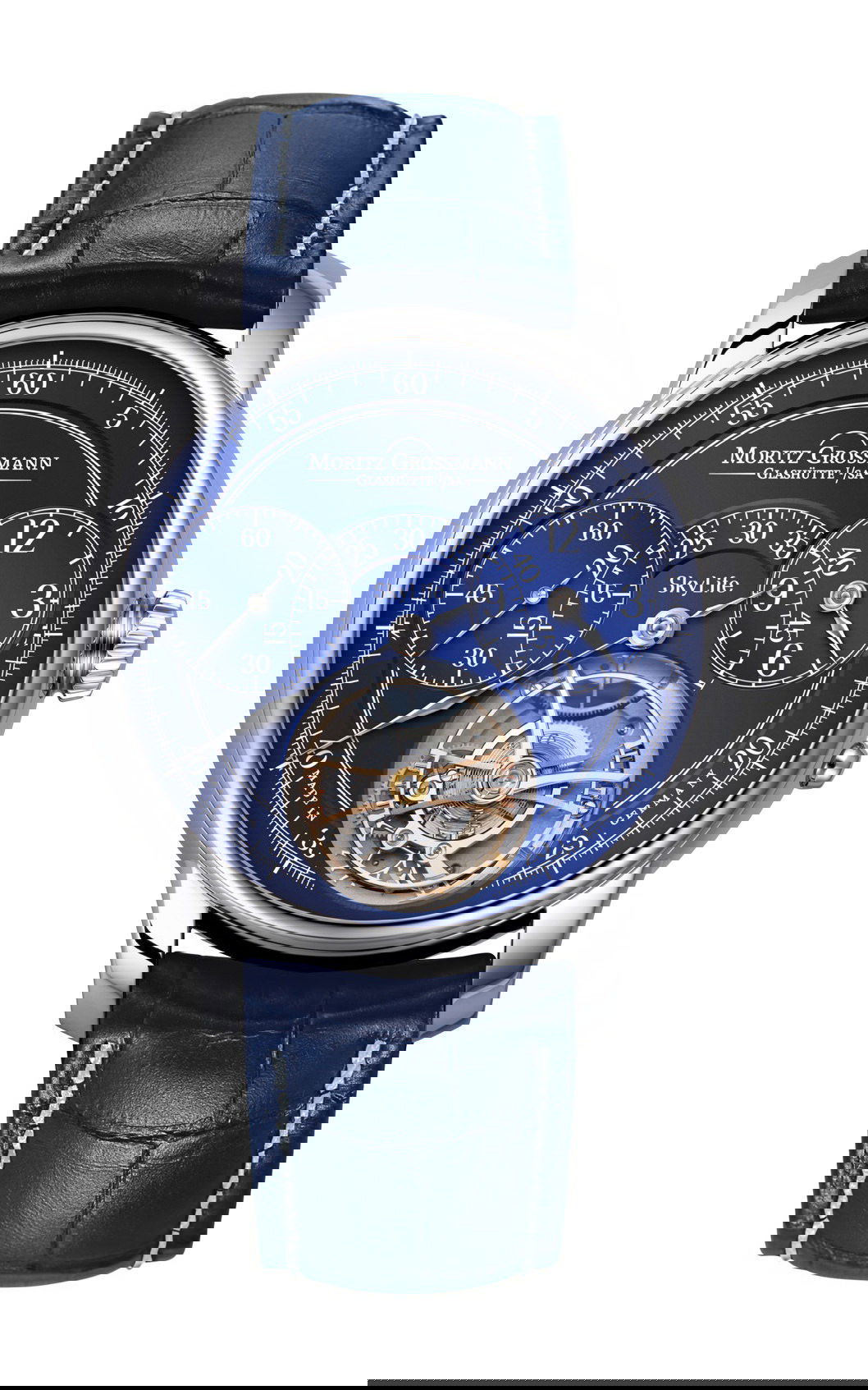 Moritz Grossmann Tourbillon Skylife White Gold luxury timepiece - detailed view