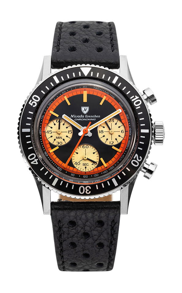 Nivada Grenchen Chronoking “Paul Newman” Orange luxury timepiece - detailed view