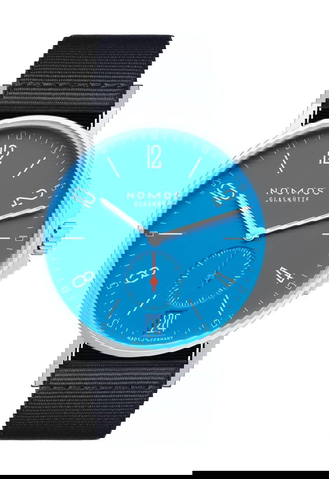 Nomos Glashutte Ahoi date siren blue watch