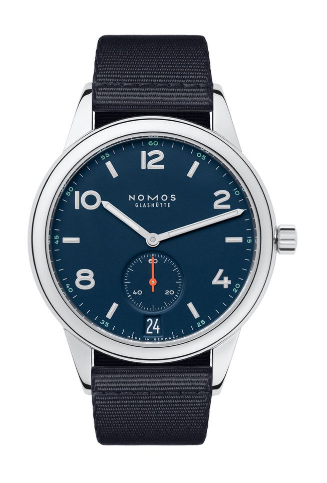 Nomos Glashütte Club Automat Datum Atlantik luxury timepiece - detailed view