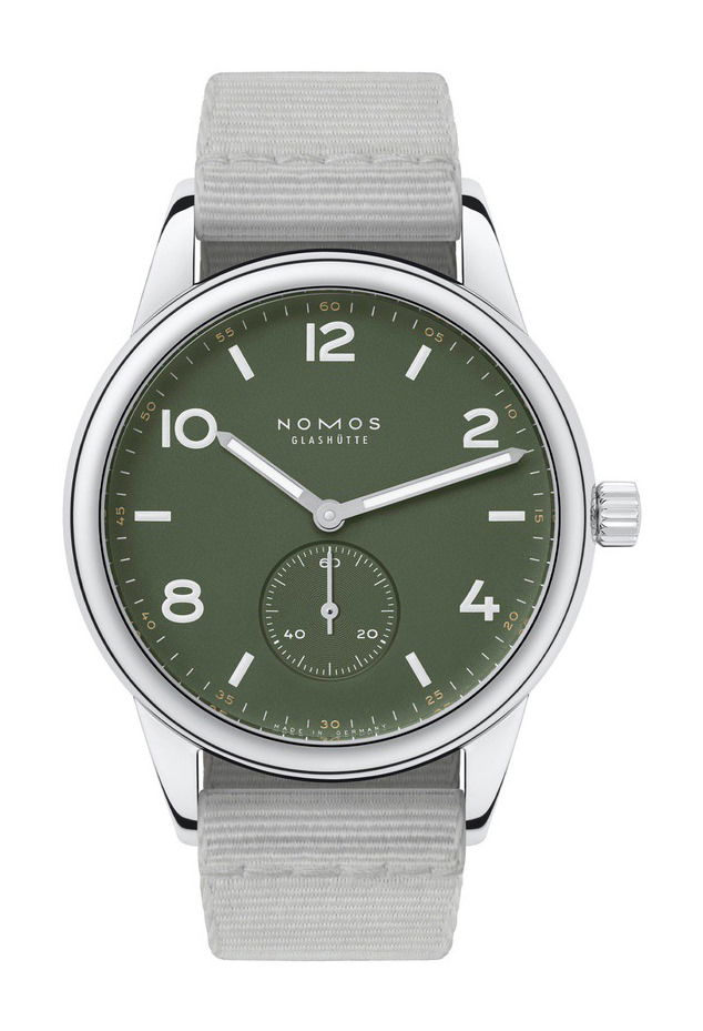 Nomos Glashütte Club automatic oliva luxury timepiece - detailed view