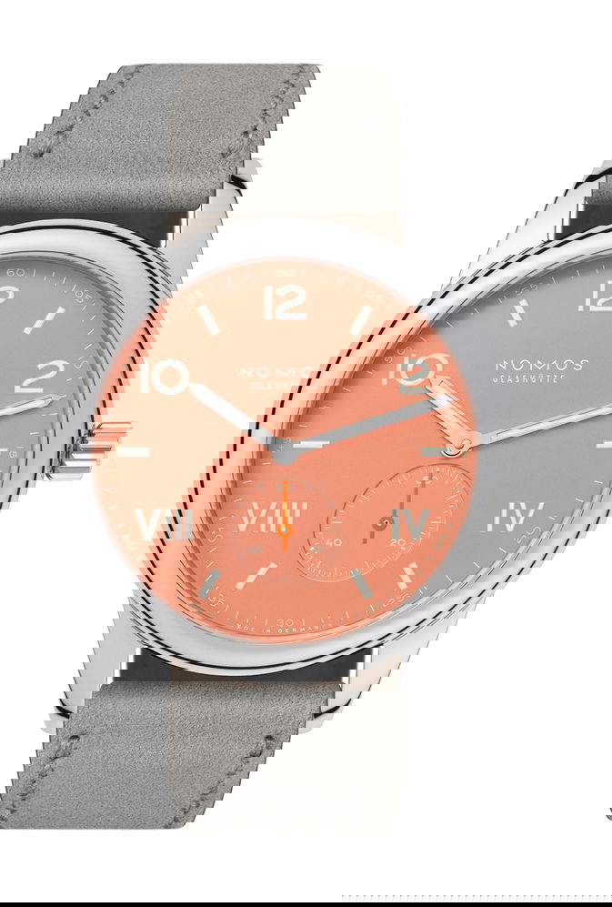 Nomos Glashütte Club Campus 38 Cream Coral luxury timepiece - detailed view