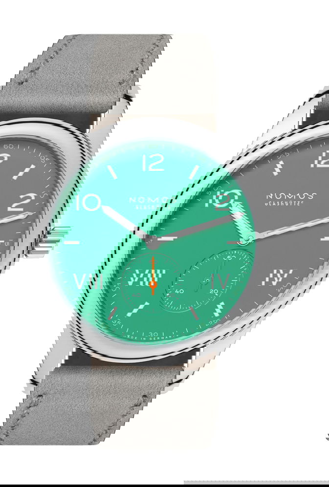 Nomos Glashütte Club Campus 38 Electric Green luxury timepiece - detailed view