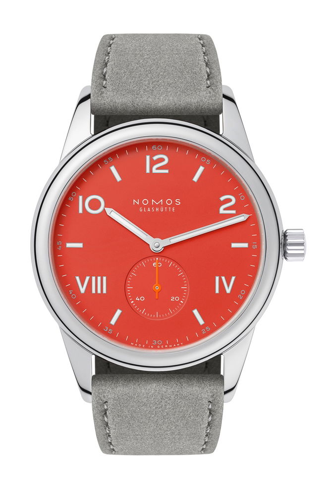 Nomos Glashütte Club Campus 38 Non Stop Red luxury timepiece - detailed view