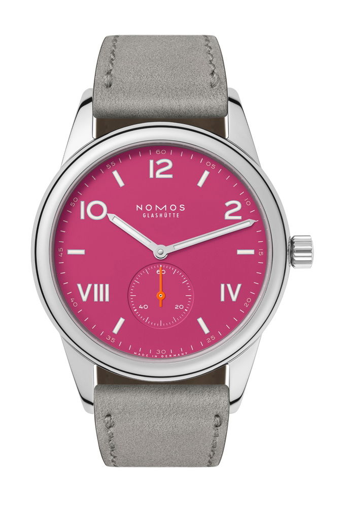 Nomos Glashütte Club Campus 38 Deep Pink luxury timepiece - detailed view