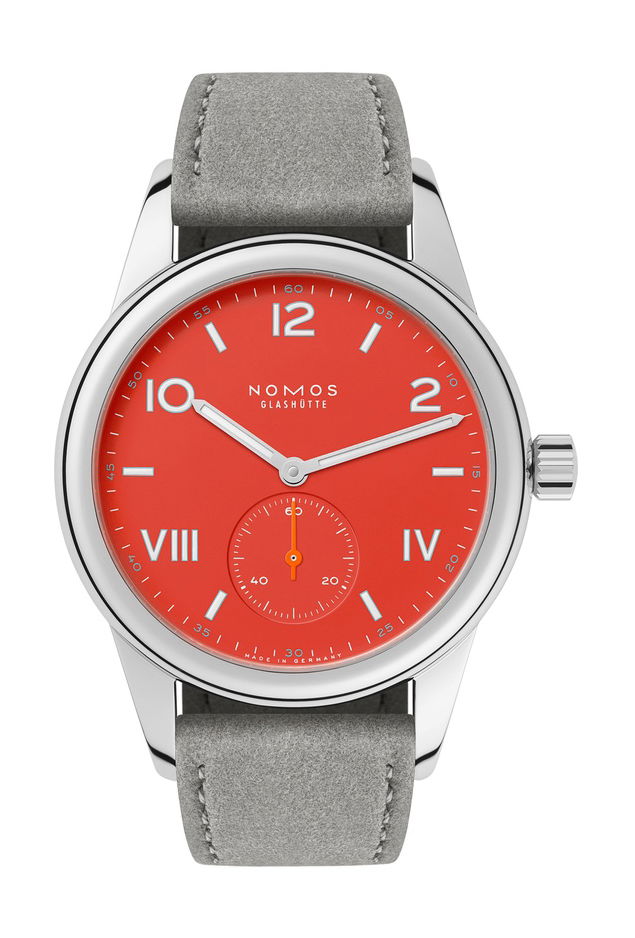 Nomos Glashütte Club Campus 36 Non Stop Red luxury timepiece - detailed view