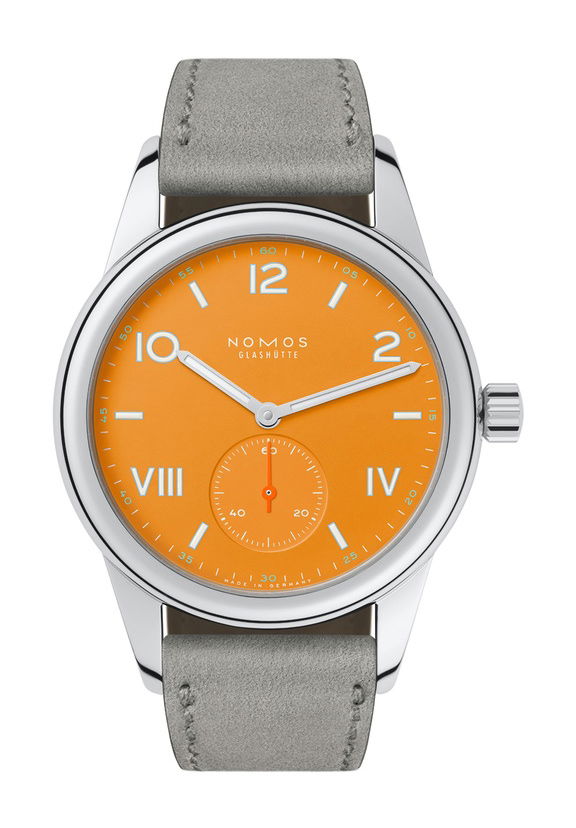 Nomos Glashütte Club Campus 36 Orange Future luxury timepiece - detailed view