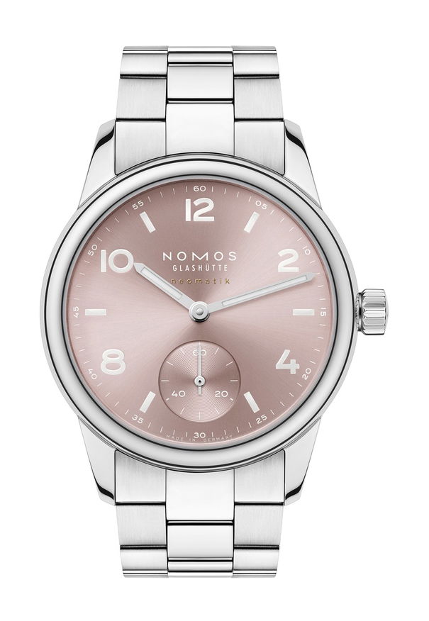 Nomos Glashütte Club Sport neomatik 34 rosé luxury timepiece - detailed view