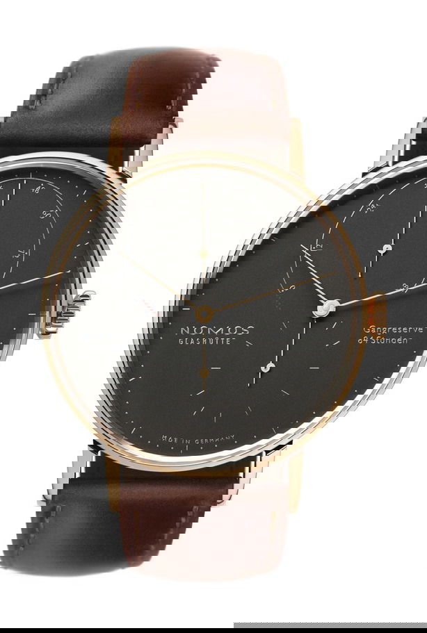 Nomos Glashütte Lambda 39 velvet black luxury timepiece - detailed view