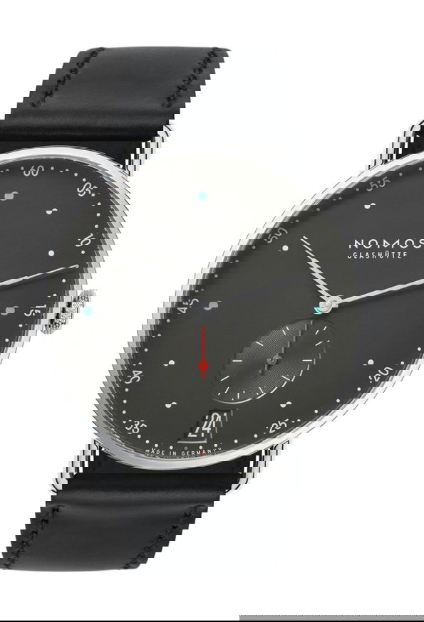 Nomos Glashütte Metro 38 date urban gray luxury timepiece - detailed view
