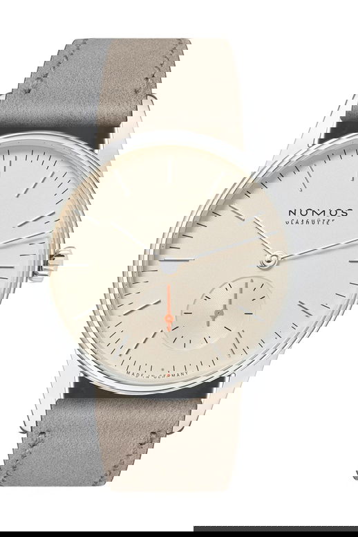 Nomos Glashütte Orion 33 champagne luxury timepiece - detailed view