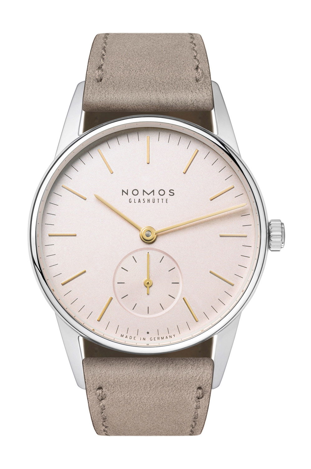 Nomos Glashütte Orion 33 Rosé luxury timepiece - detailed view