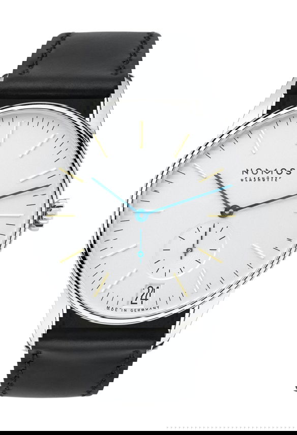 Nomos Glashütte Orion 38 date luxury timepiece - detailed view