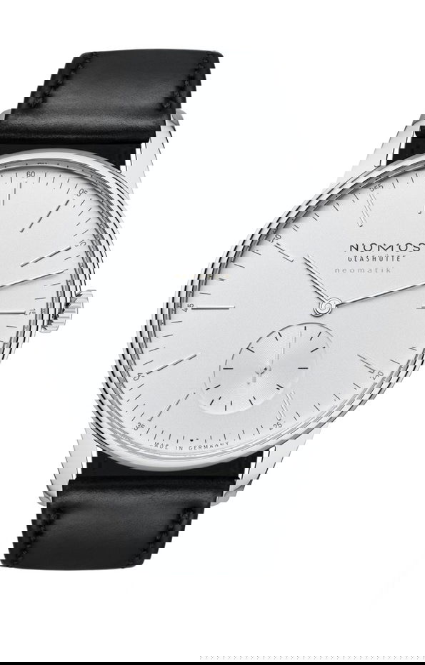 Nomos Glashütte Orion neomatik 39 white luxury timepiece - detailed view