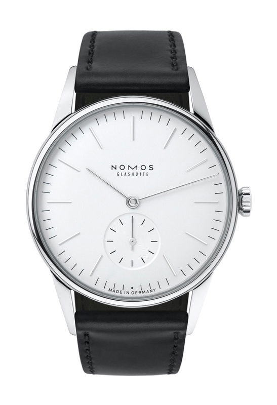 Nomos Glashütte Orion white luxury timepiece - detailed view
