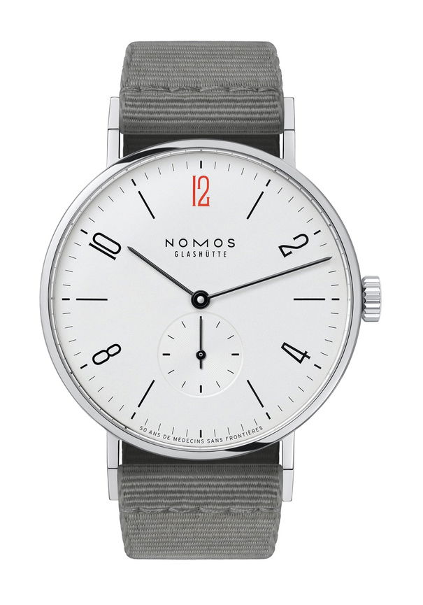 Nomos Glashütte Tangente 38 – 50 Ans de Médecins Sans Frontières luxury timepiece - detailed view