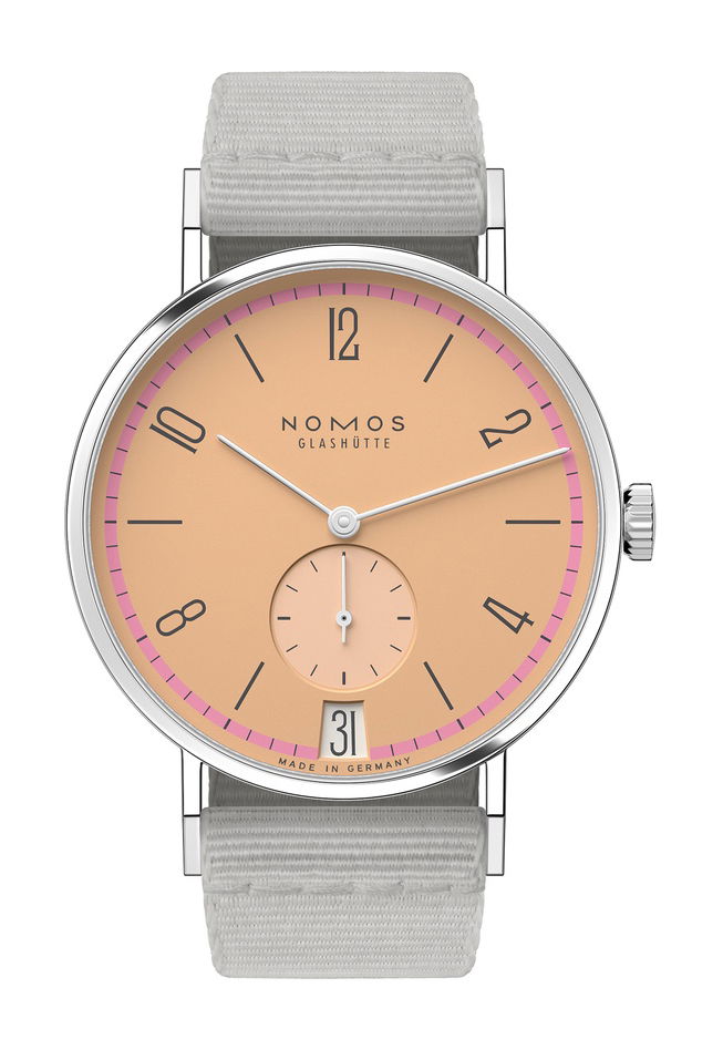 Nomos Glashütte Tangente 38 Pastell luxury timepiece - detailed view