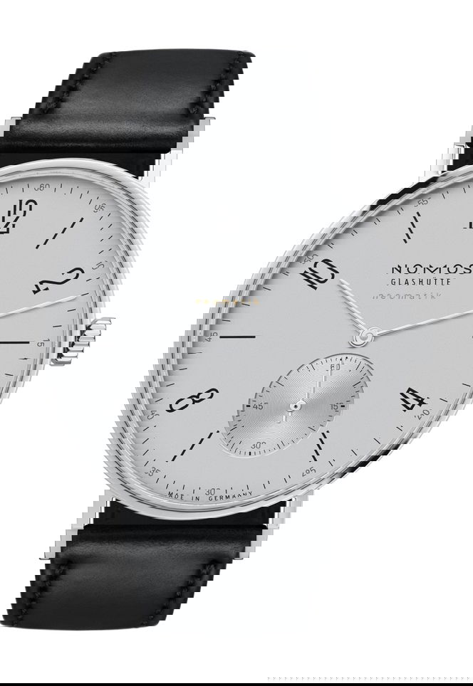 Nomos Glashütte Tangente neomatik 39 platinum gray luxury timepiece - detailed view