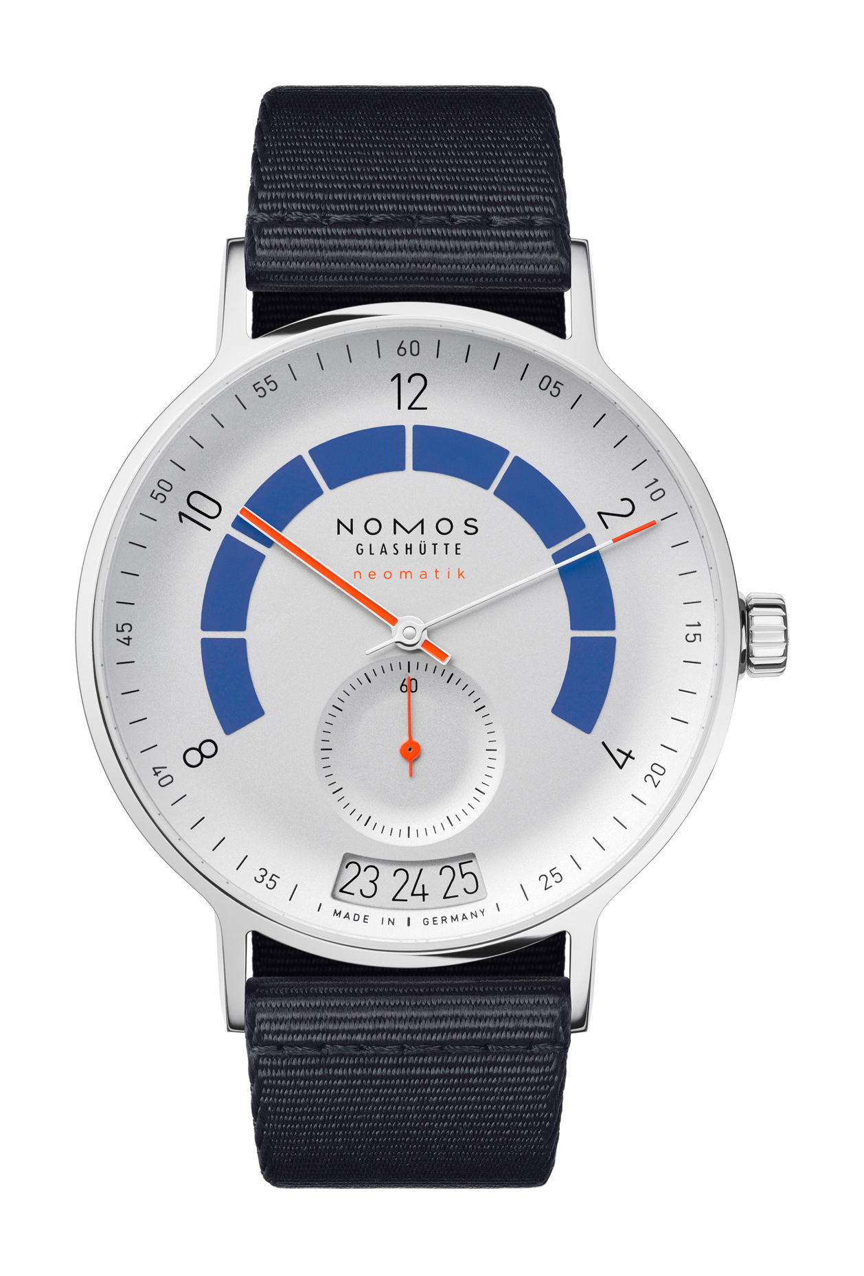 Nomos Glashütte Autobahn neomatik 41 date sports gray luxury timepiece - detailed view