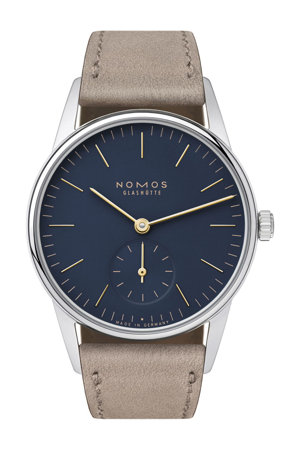 Nomos Glashütte Orion 33 midnight blue luxury timepiece - detailed view