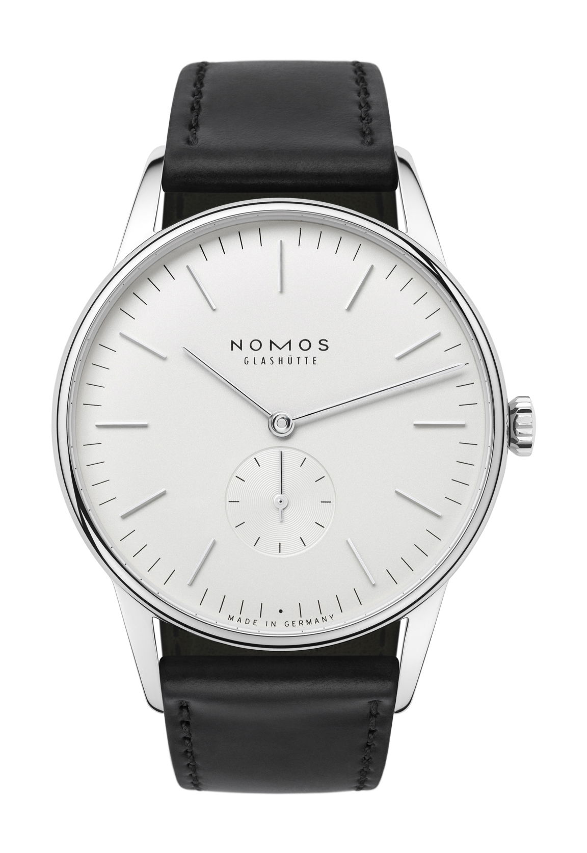 Nomos Glashütte Orion 38 white luxury timepiece - detailed view