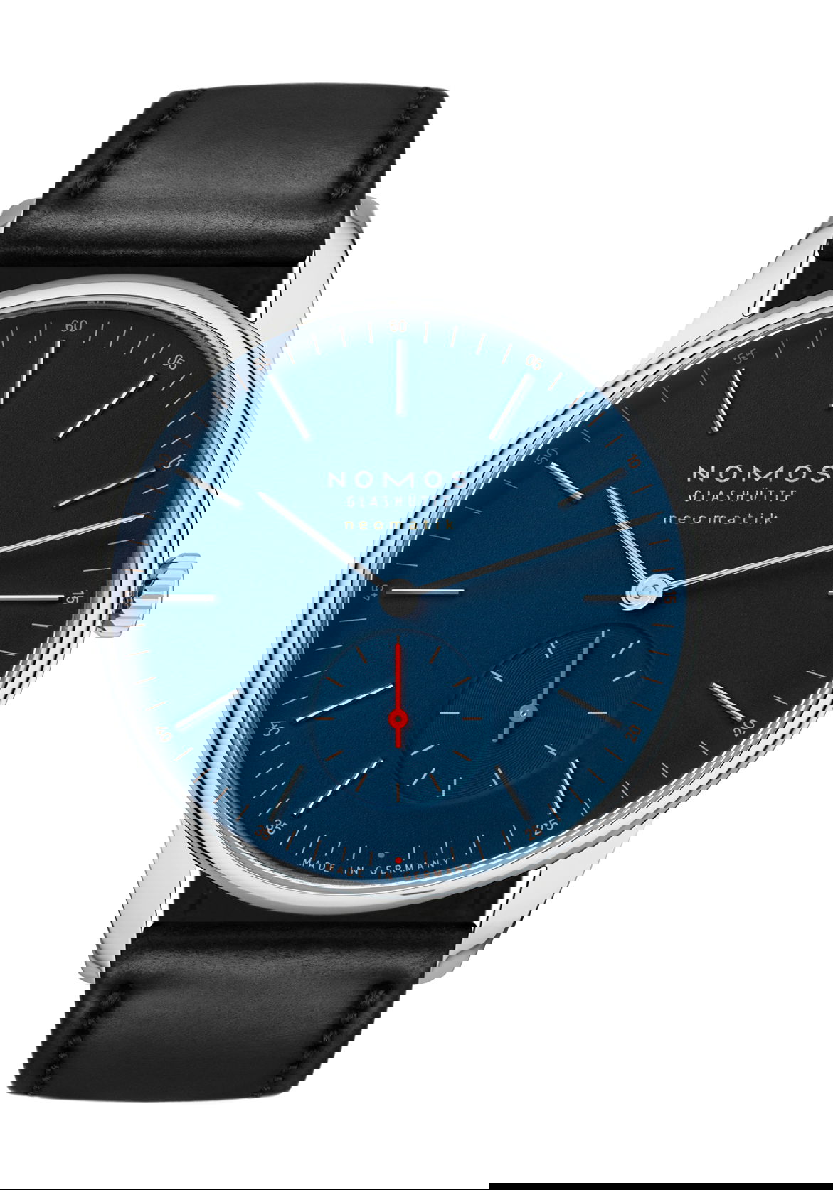 Nomos Glashütte Orion neomatik 39 midnight blue luxury timepiece - detailed view