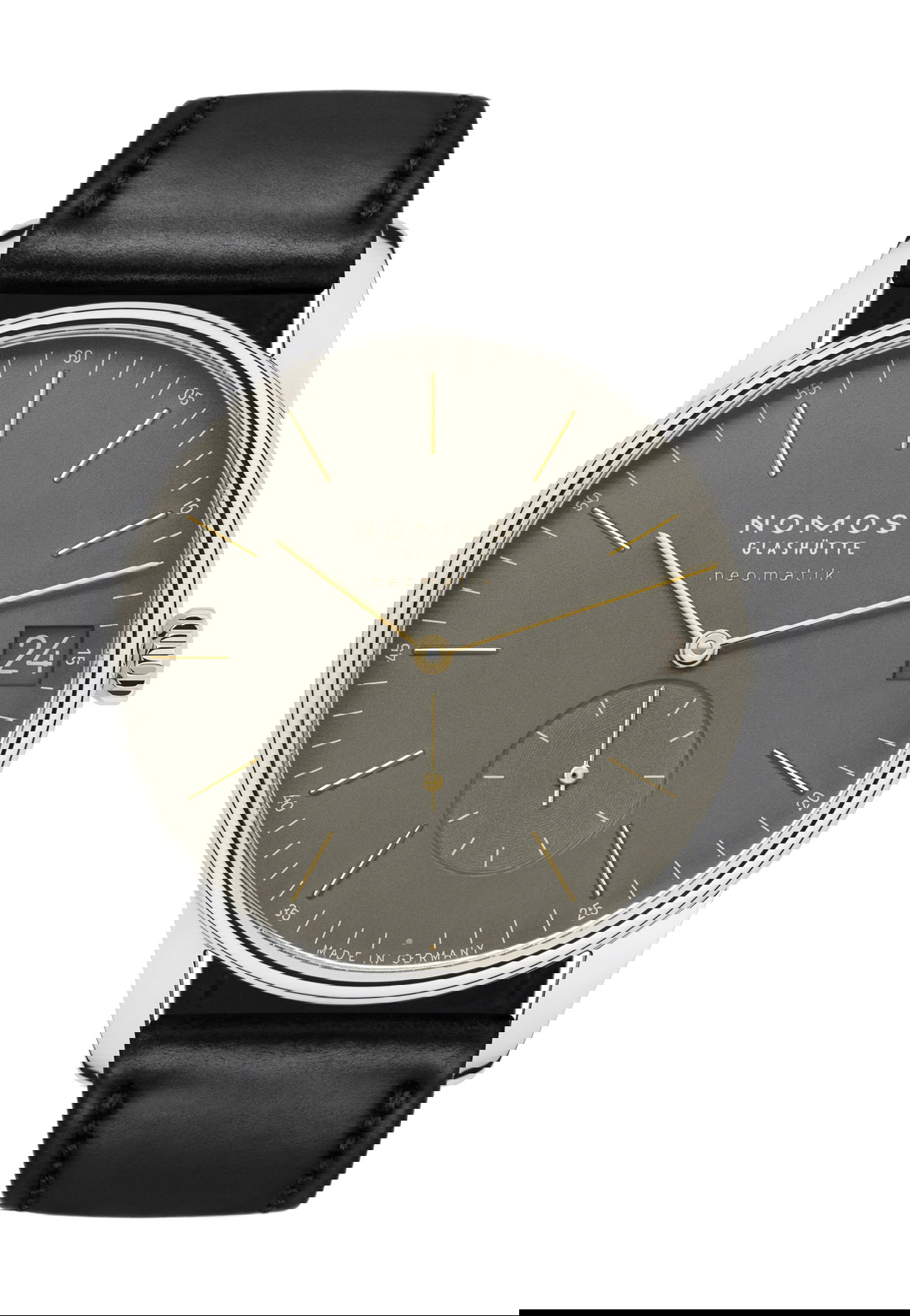 Nomos Glashütte Orion neomatik 41 date olive gold luxury timepiece - detailed view