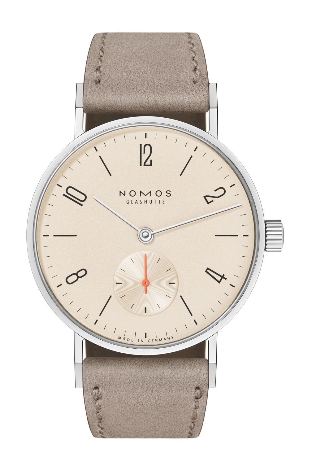 Nomos Glashütte Tangente 33 champagne luxury timepiece - detailed view