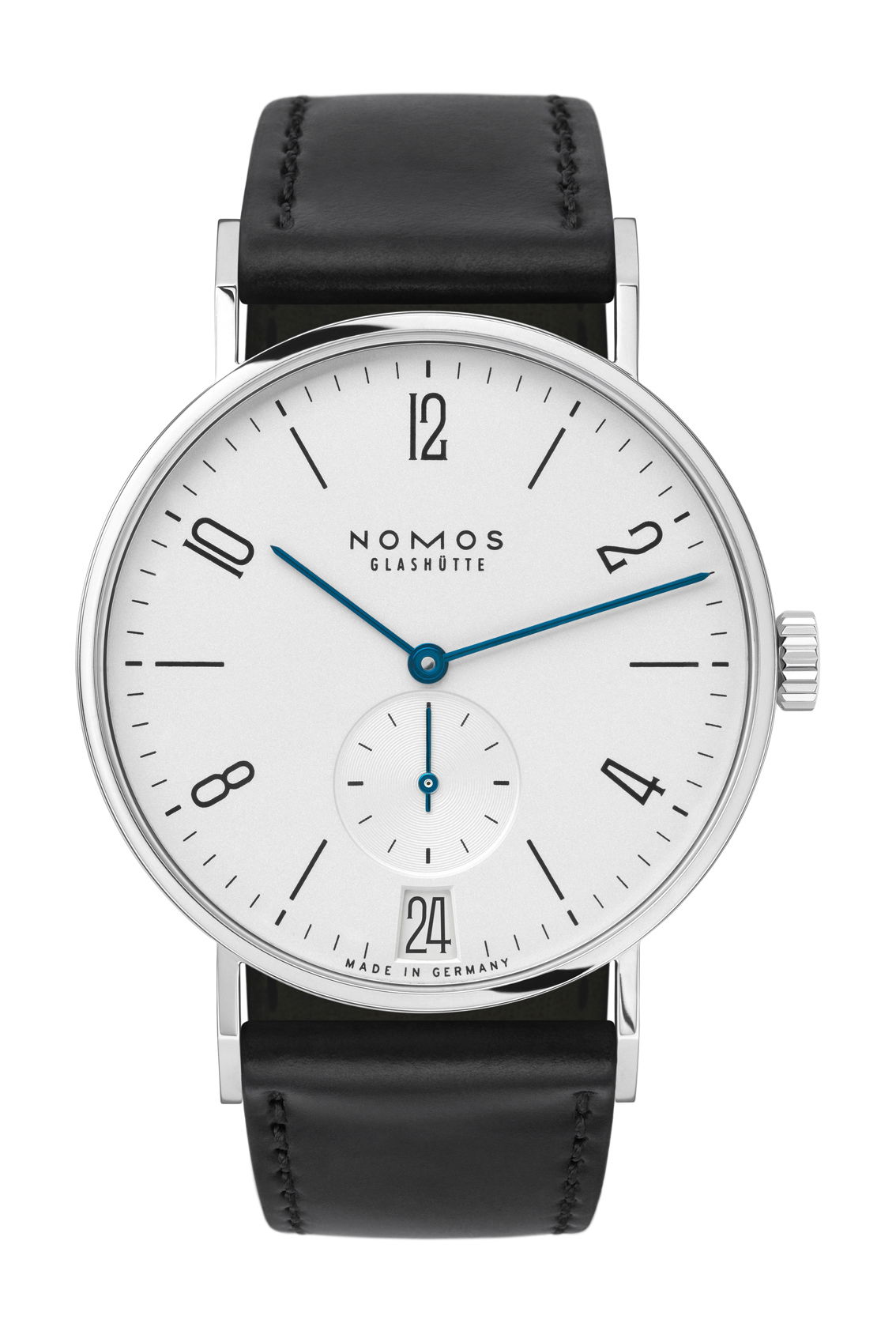 Nomos Glashütte Tangente 38 date luxury timepiece - detailed view
