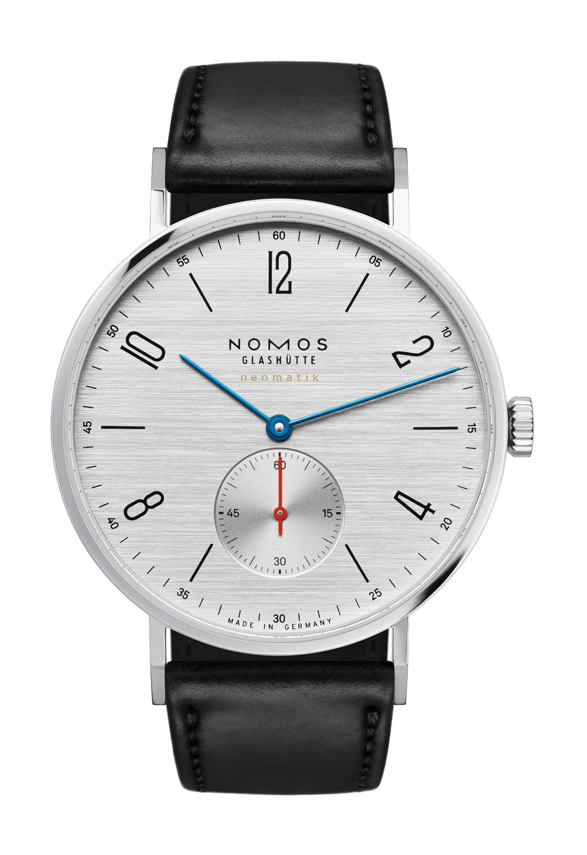 Nomos Glashütte Tangente neomatik 39 silvercut luxury timepiece - detailed view