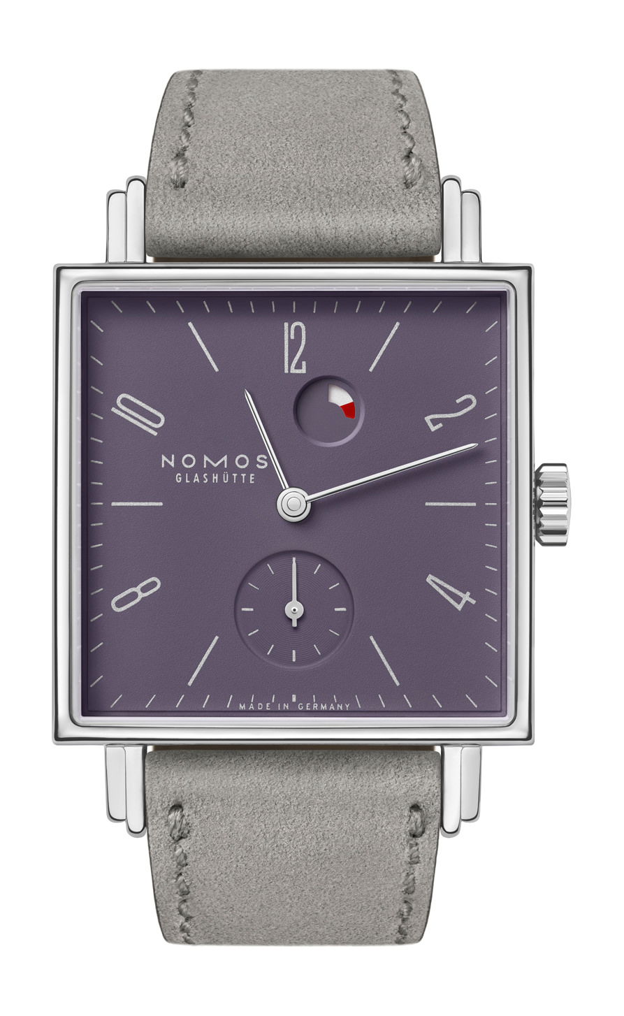 Nomos Glashütte Tetra Plum luxury timepiece - detailed view
