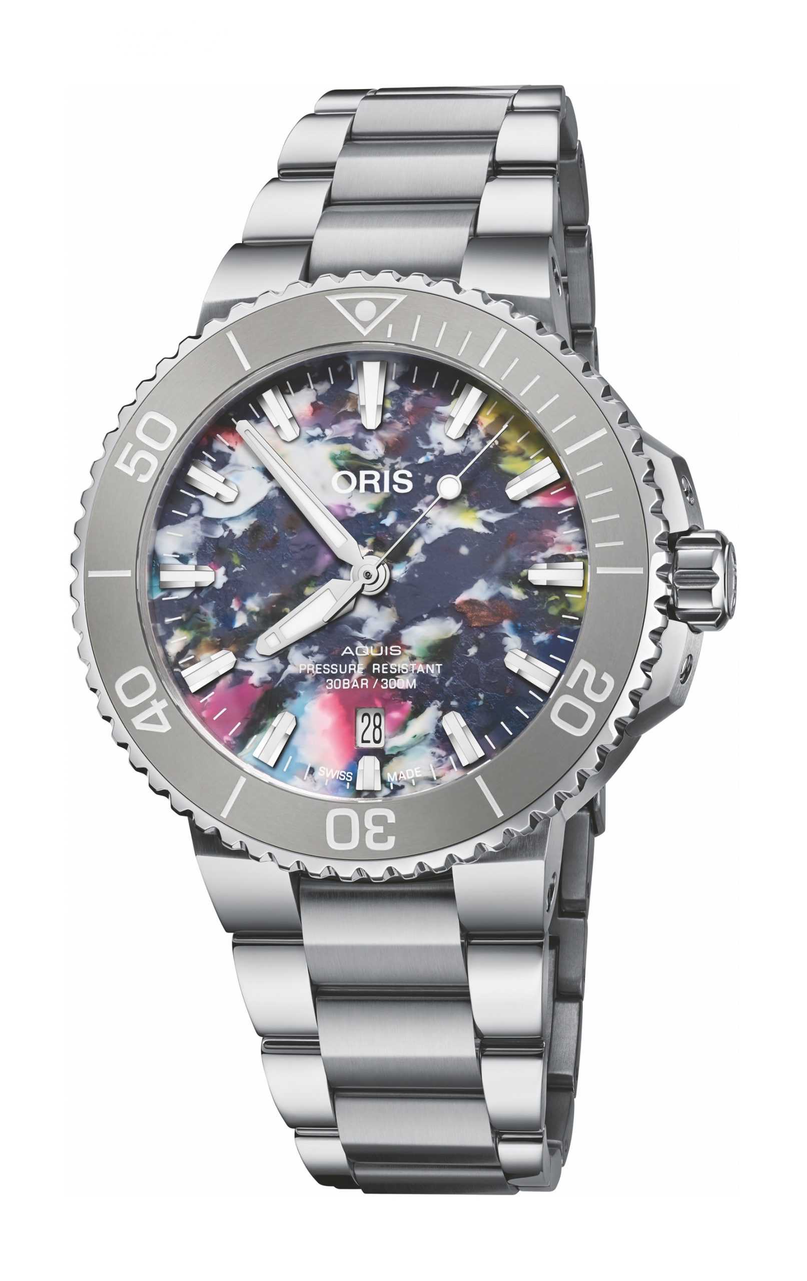 Oris Aquis Date Upcycle luxury timepiece - detailed view