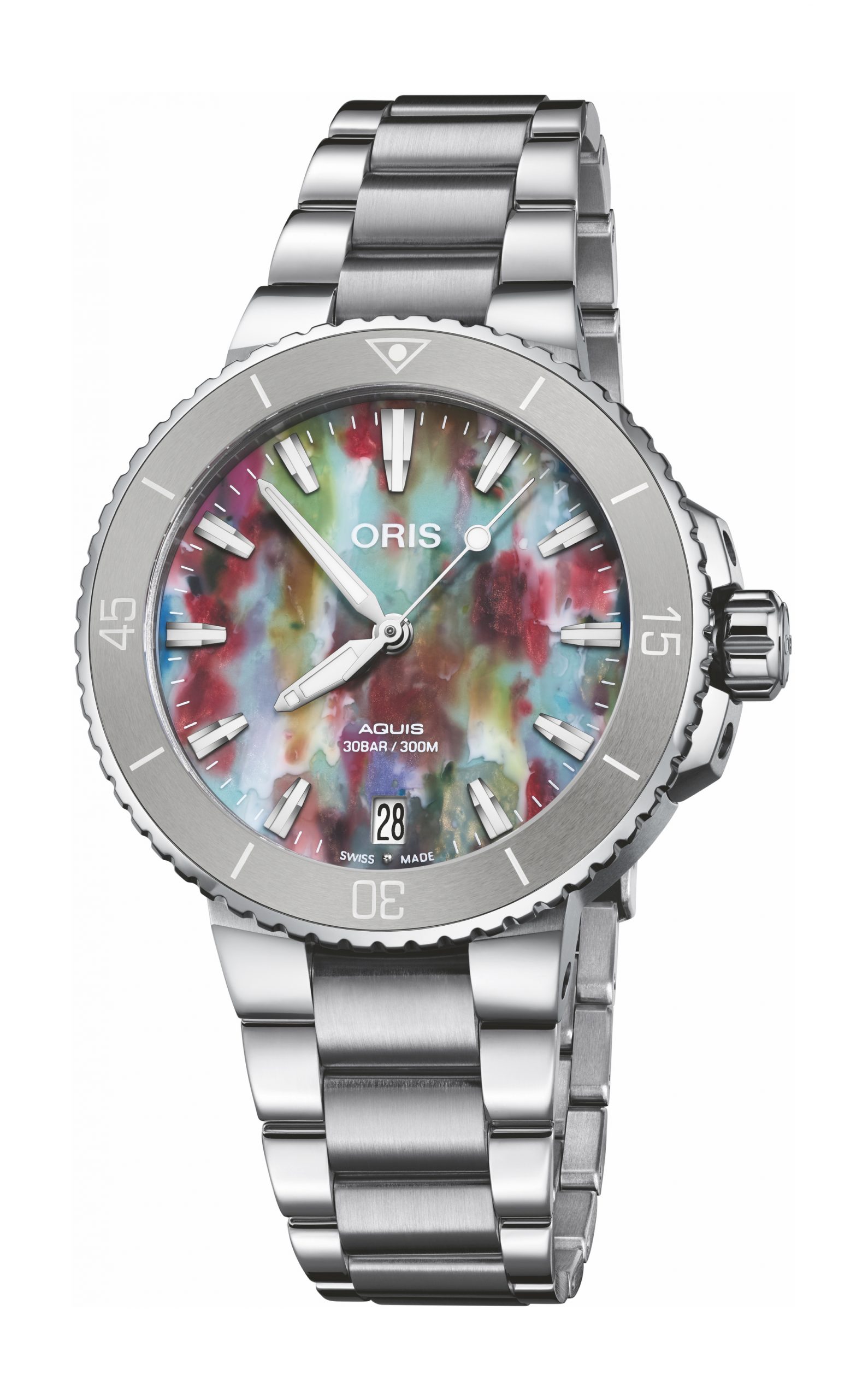 Oris Aquis Date Upcycle luxury timepiece - detailed view