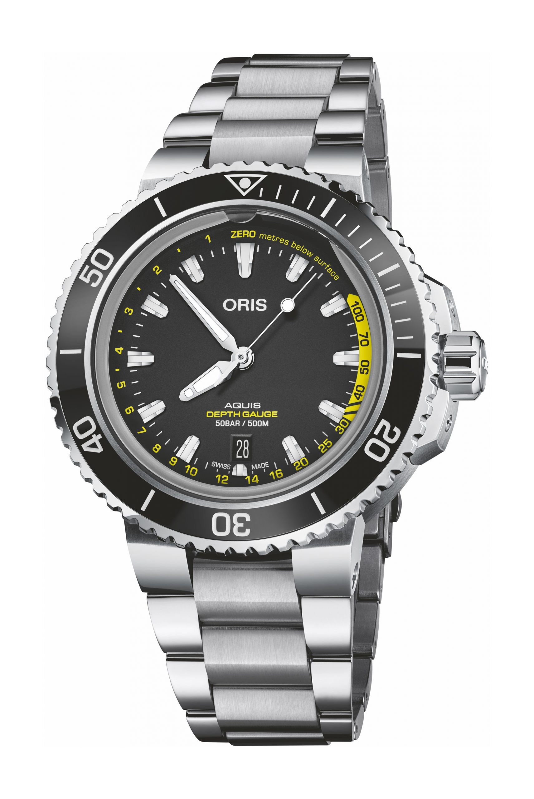 Oris Aquis Depth Gauge luxury timepiece - detailed view