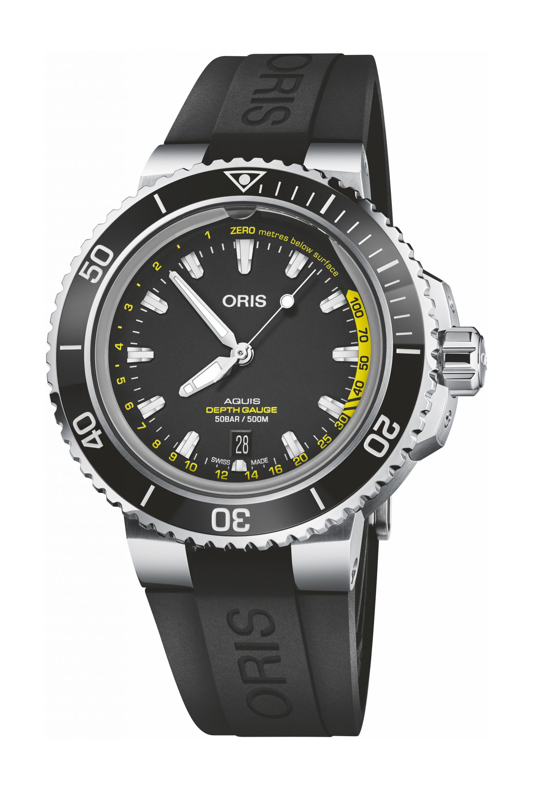 Oris Aquis Depth Gauge luxury timepiece - detailed view