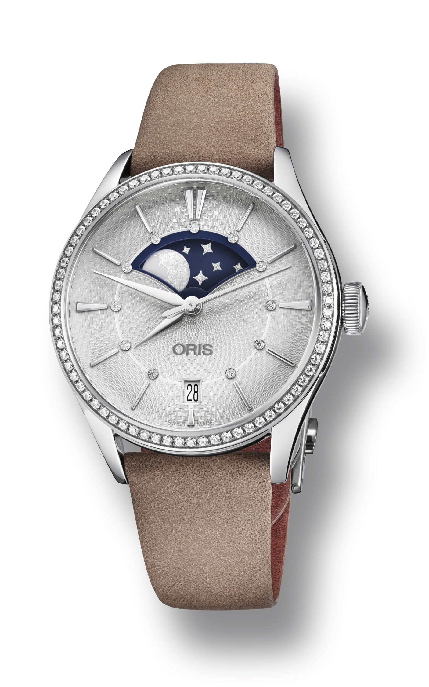 Oris Artelier Grande Lune, Date Diamonds luxury timepiece - detailed view