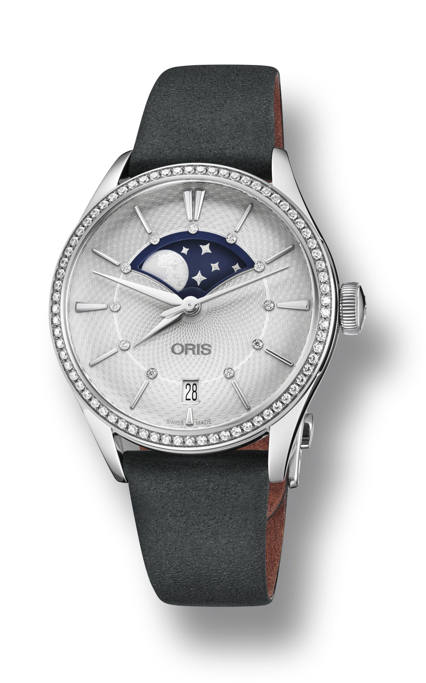 Oris Artelier Grande Lune, Date Diamonds luxury timepiece - detailed view