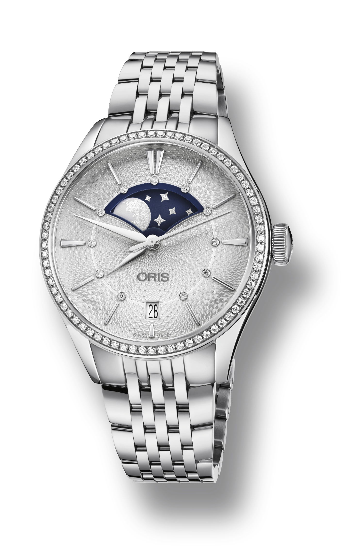 Oris Artelier Grande Lune, Date Diamonds luxury timepiece - detailed view