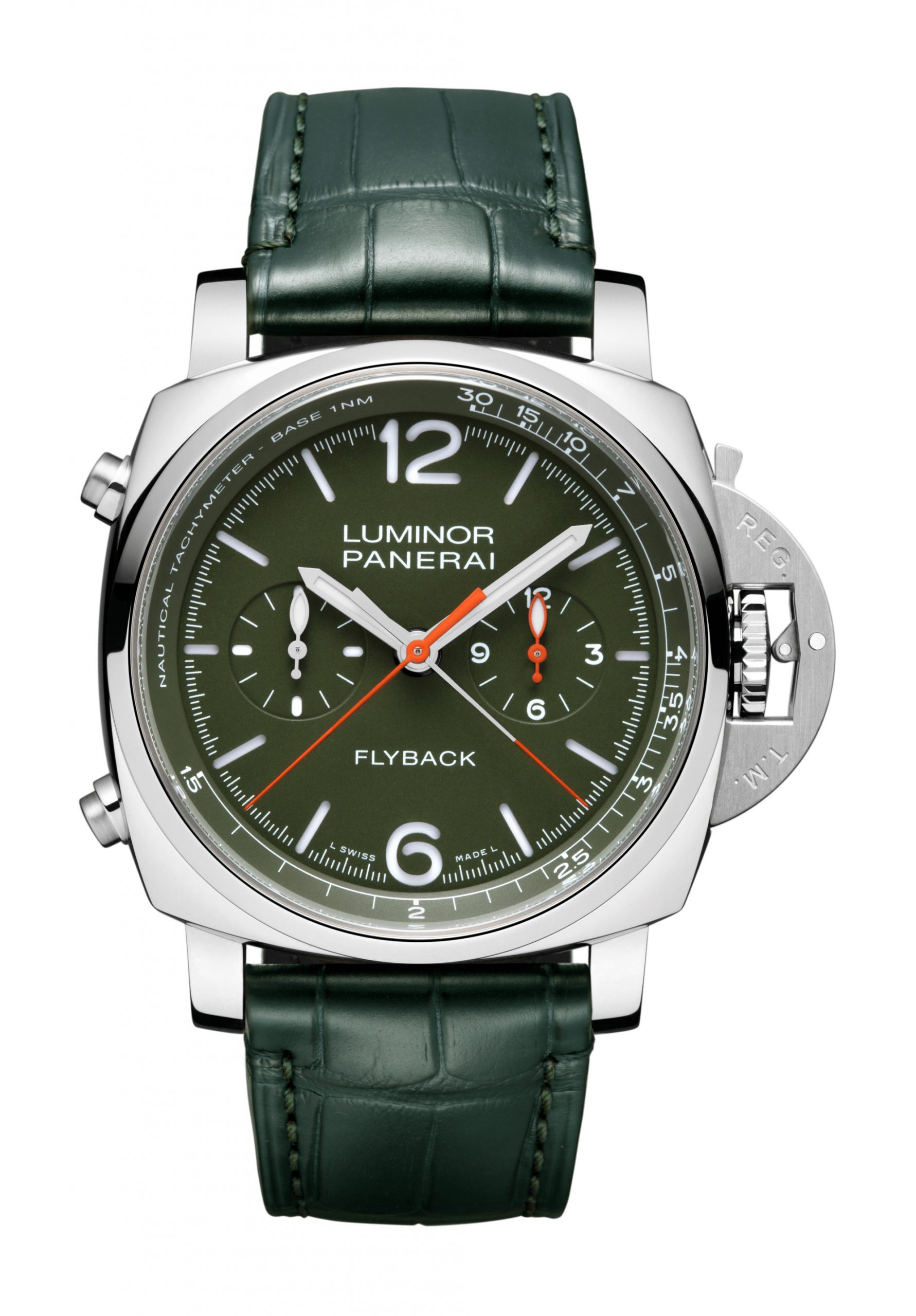 Panerai Luminor Chrono Flyback Verde Militare luxury timepiece - detailed view