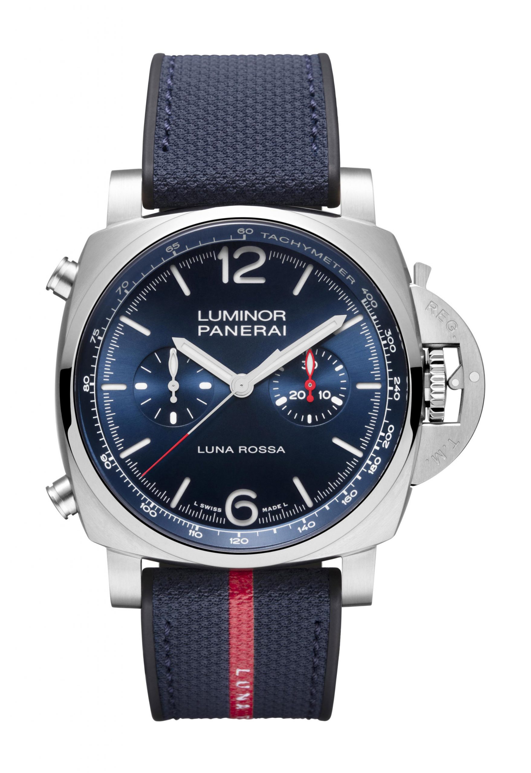 Panerai Luminor Chrono Luna Rossa luxury timepiece - detailed view