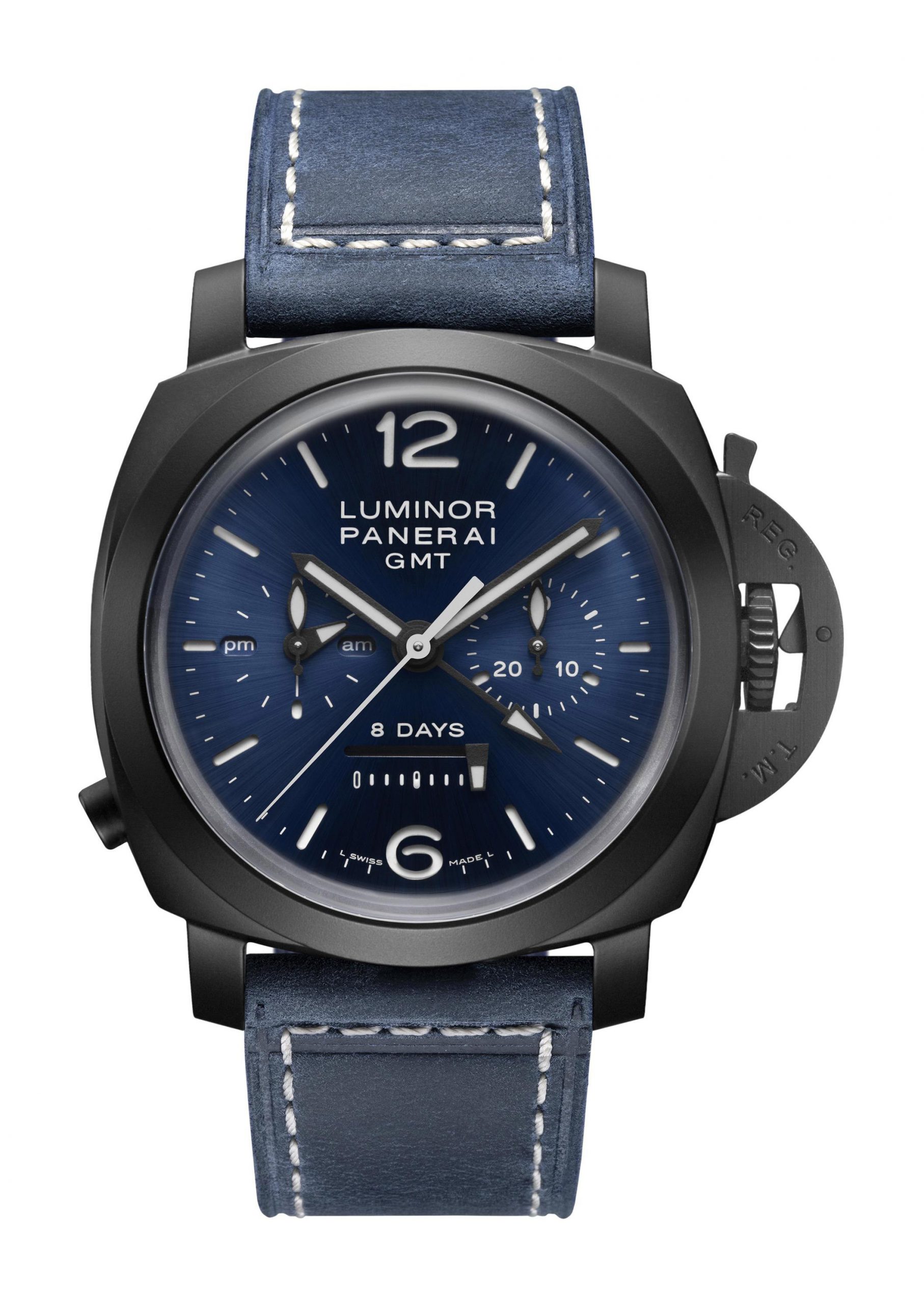 Panerai Luminor Chrono Monopulsante 8 Giorni GMT Blu Notte luxury timepiece - detailed view