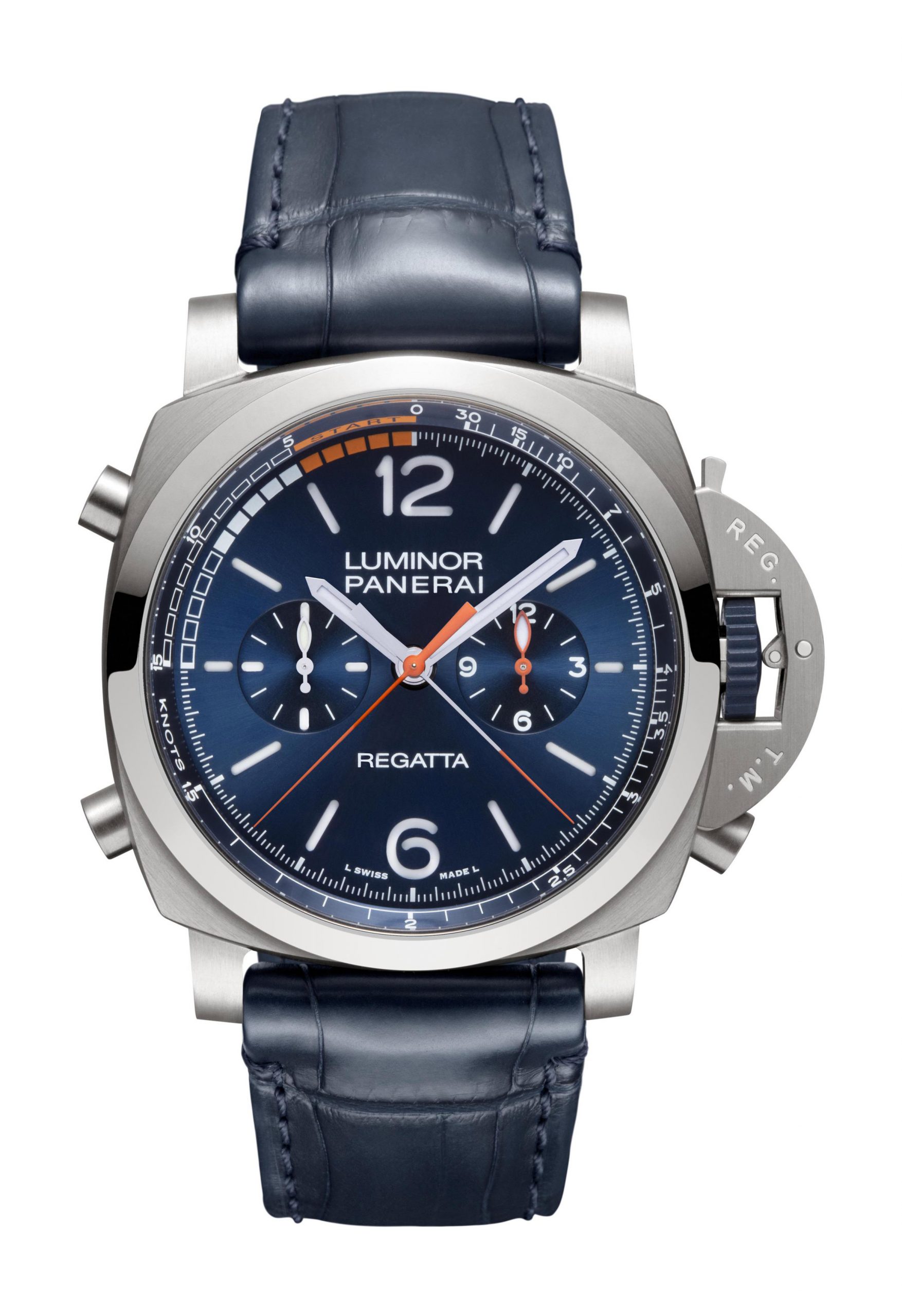 Panerai Luminor Chrono Regatta Blu Mare luxury timepiece - detailed view