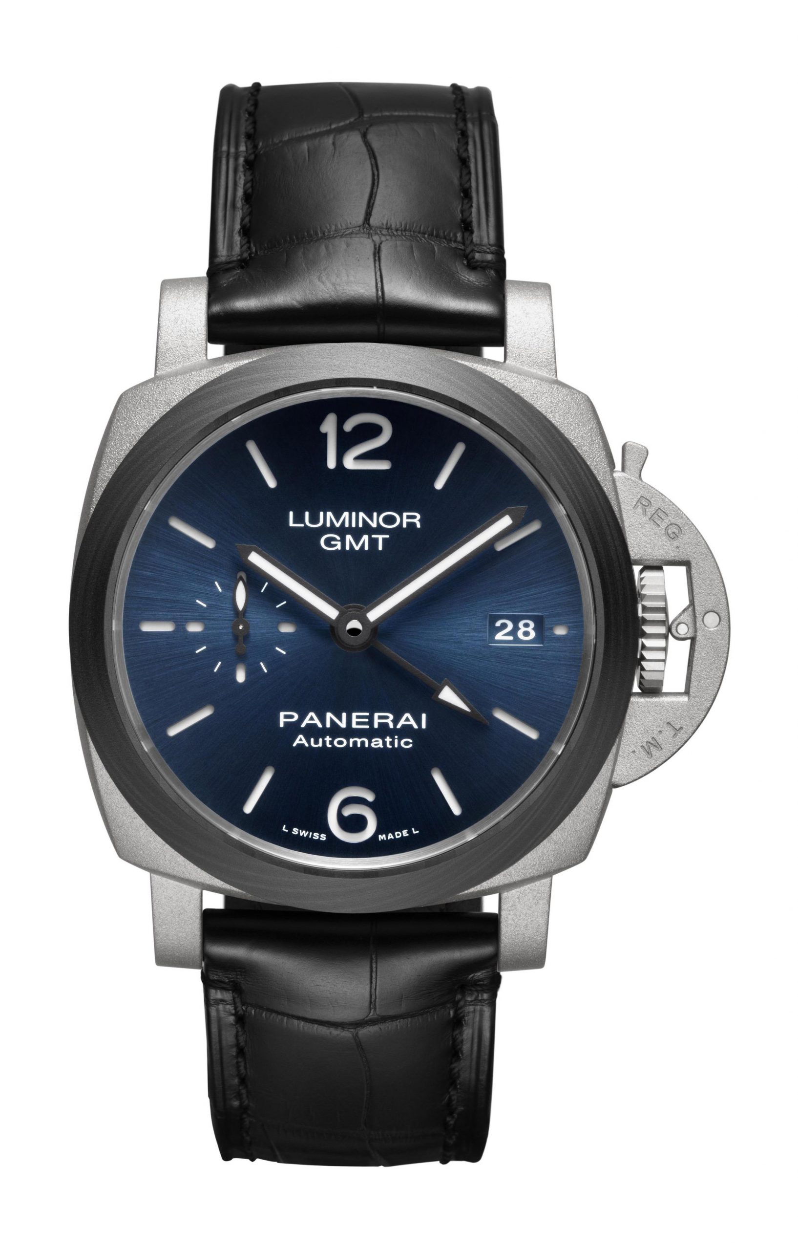 Panerai Luminor GMT luxury timepiece - detailed view
