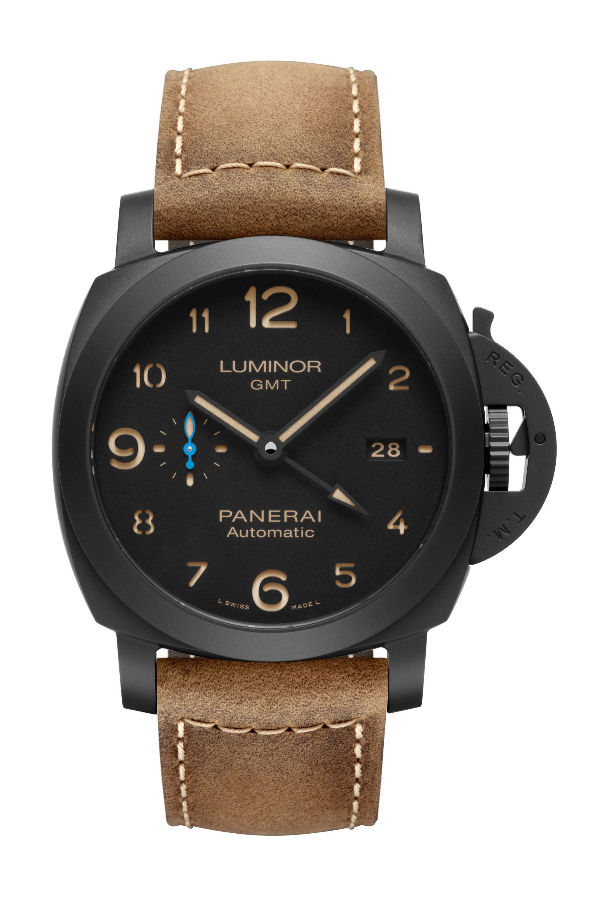 Panerai Luminor GMT luxury timepiece - detailed view