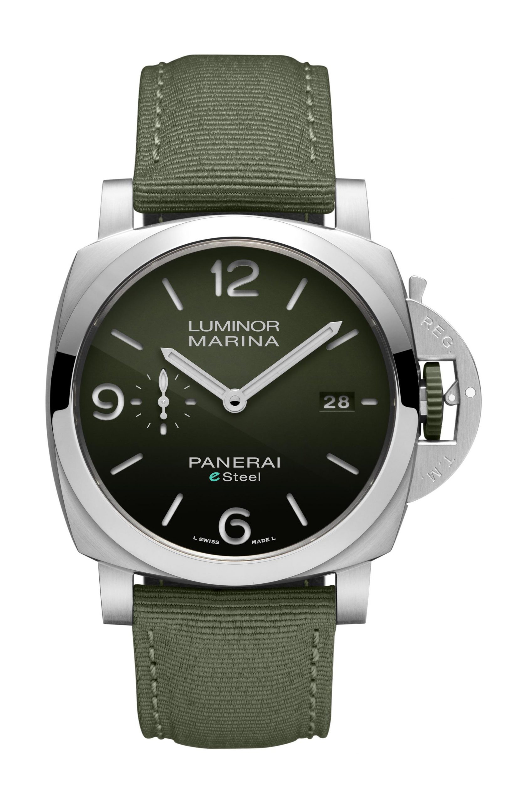Panerai Luminor Marina eSteel Verde Smeraldo luxury timepiece - detailed view