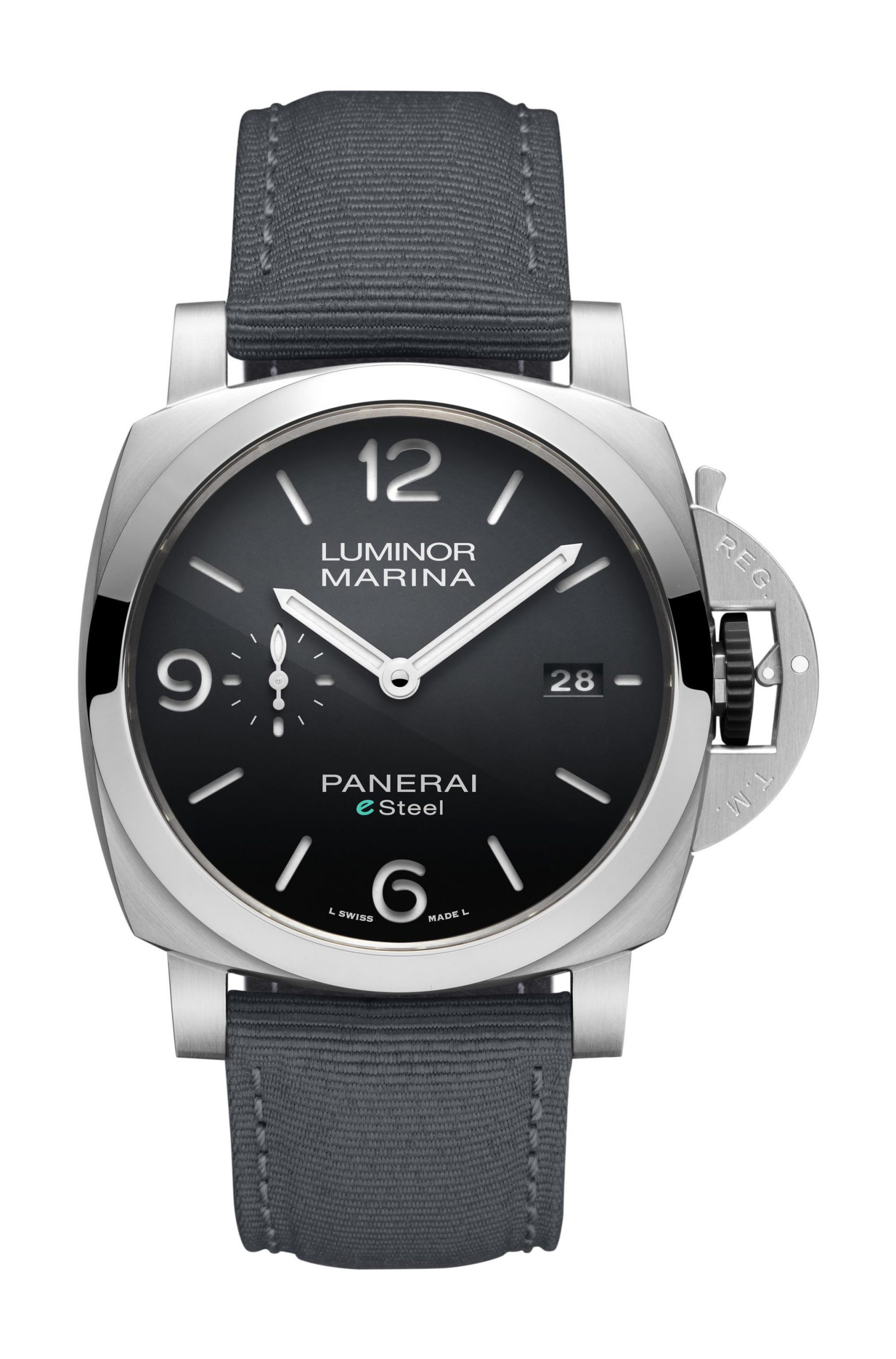 Panerai Luminor Marina eSteel Grigio Roccia luxury timepiece - detailed view