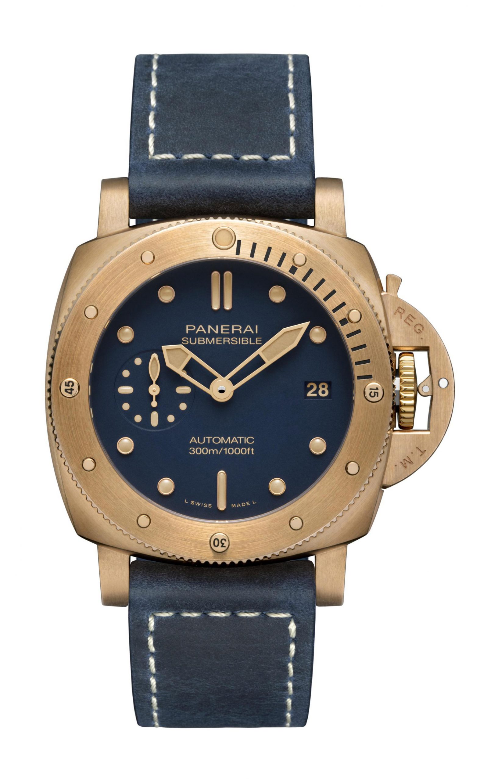 Panerai Submersible Bronzo Blu Abisso luxury timepiece - detailed view