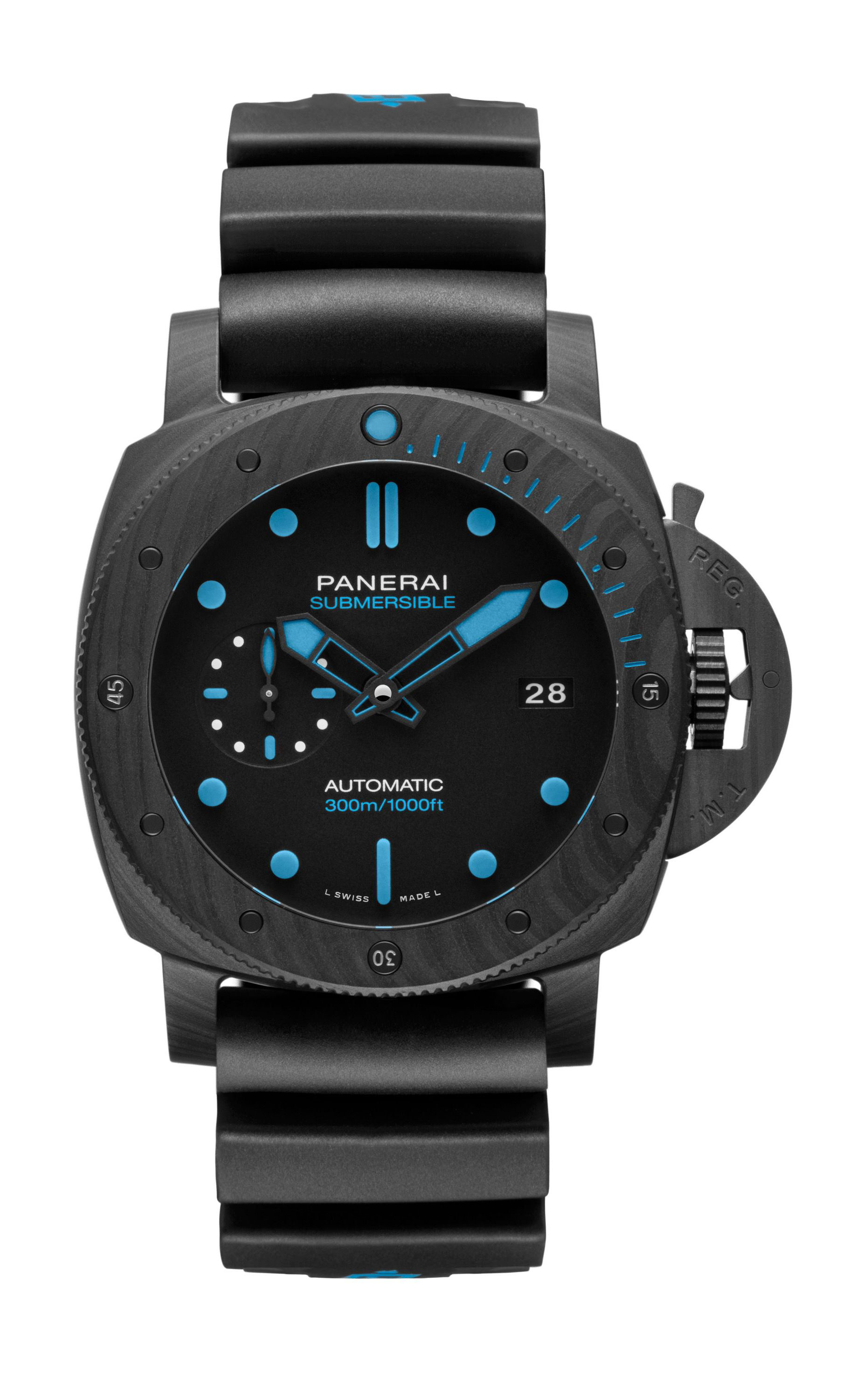 Panerai Submersible Carbotech luxury timepiece - detailed view